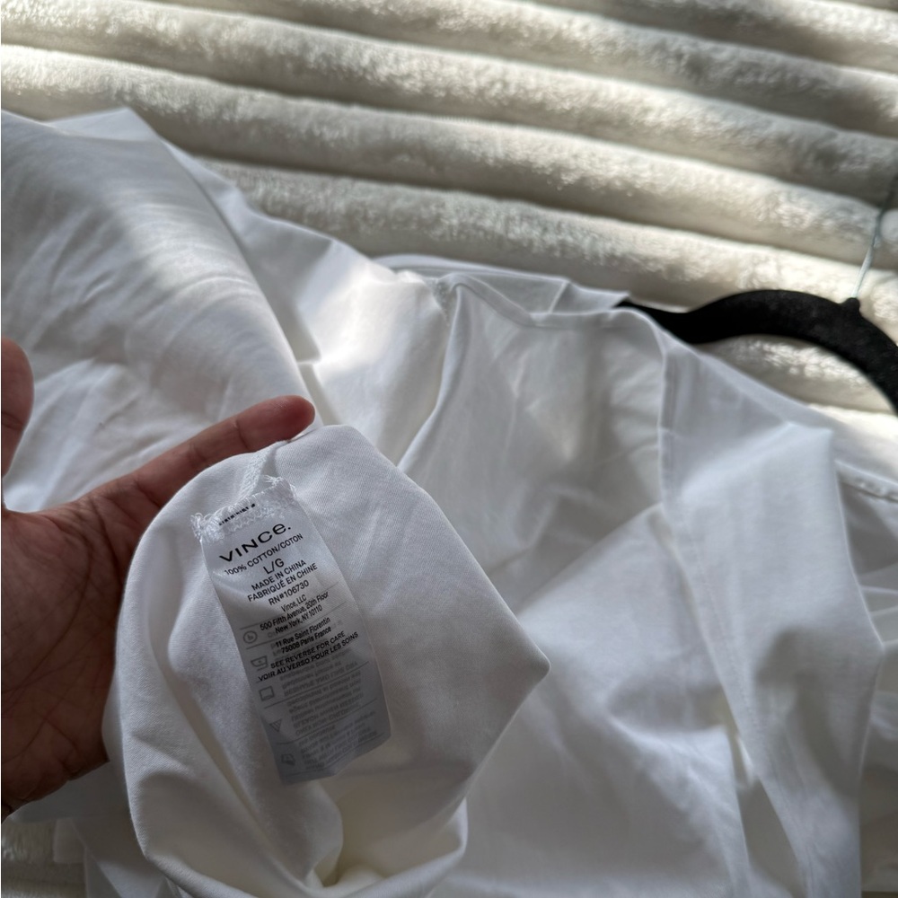 VINCE Off White Side Tie Cotton T-Shirt Mini Dress - Picture 9 of 11